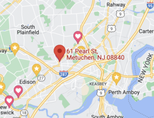 Map to 61 Pearl St., Metuchen, NJ